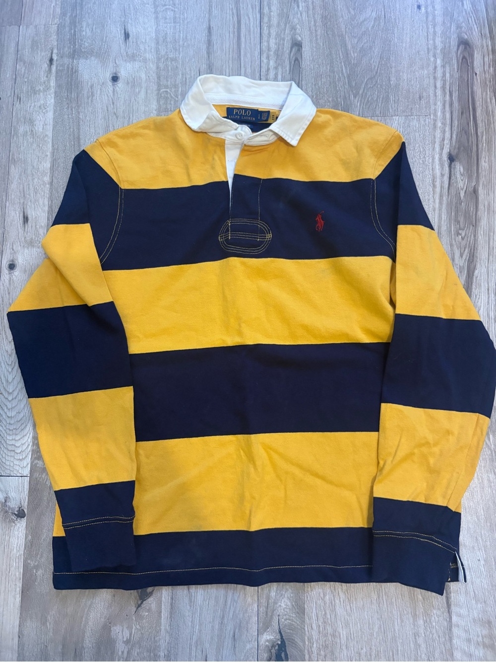 Polo by Ralph Lauren Men’s Yellow & Navy Striped Rugby Shirt